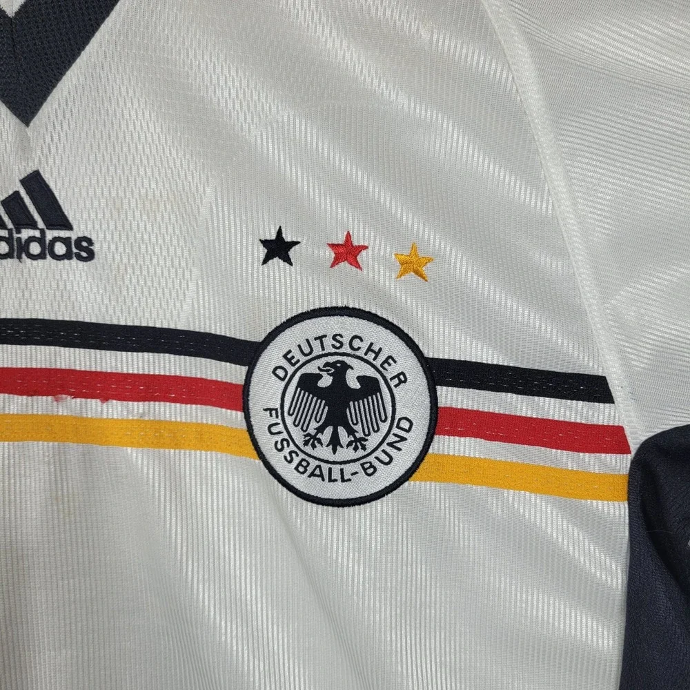 Vintage Adidas Soccer Jersey Men M White Germany DFB National Team Striped 1998